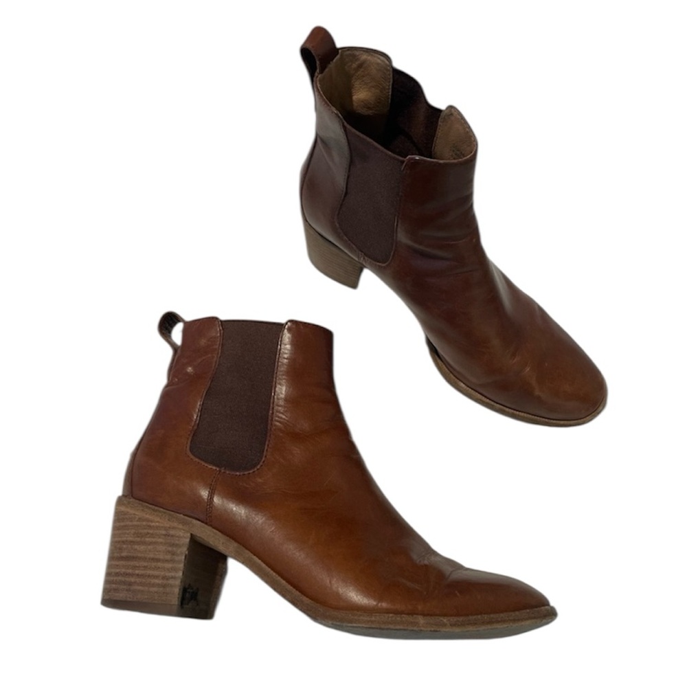Madewell Leather Heeled Ankle Boots women’s 10 booties brown